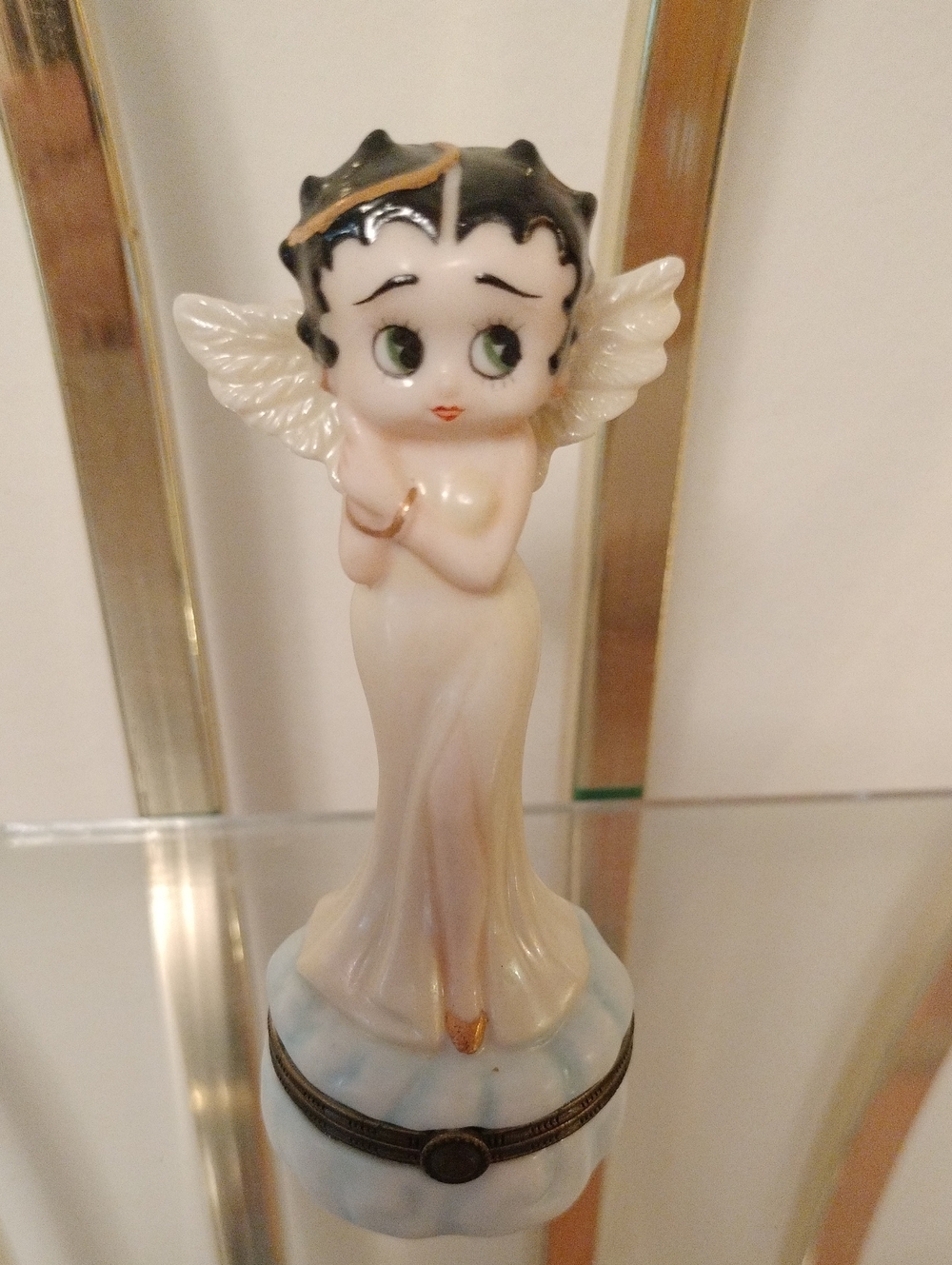 Cream and Black Angel Figurine Decorative Accent